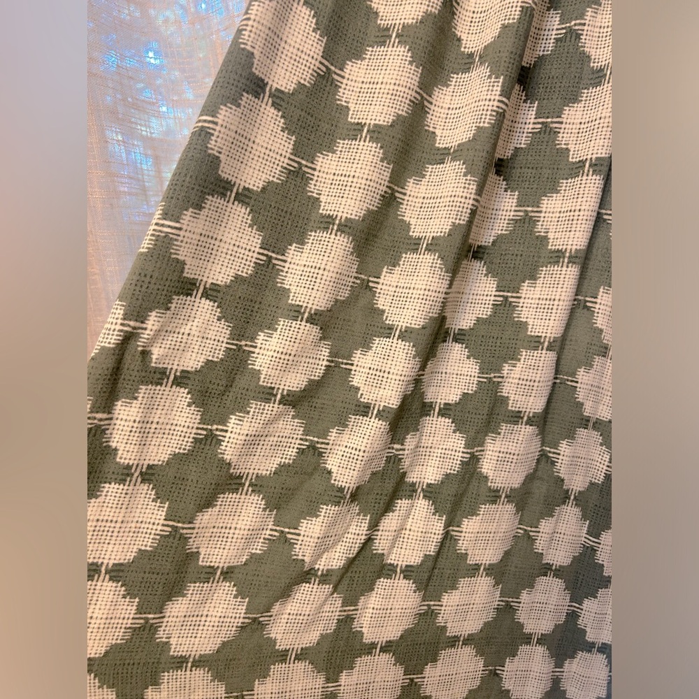 Merona Patterned Ivory and Green Strappy 70’s Retro Long Maxi Dress size Small. - Picture 7 of 7